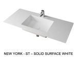 Plan vasque Design, fabrication sur mesure, Largeur 60 à 200 cm x Profondeur 40 à 60 cm, résine minérale ACRYSTONE® SOLID-SURFACE Finition lisse blanc mate, Livraison Offerte et Rapide.